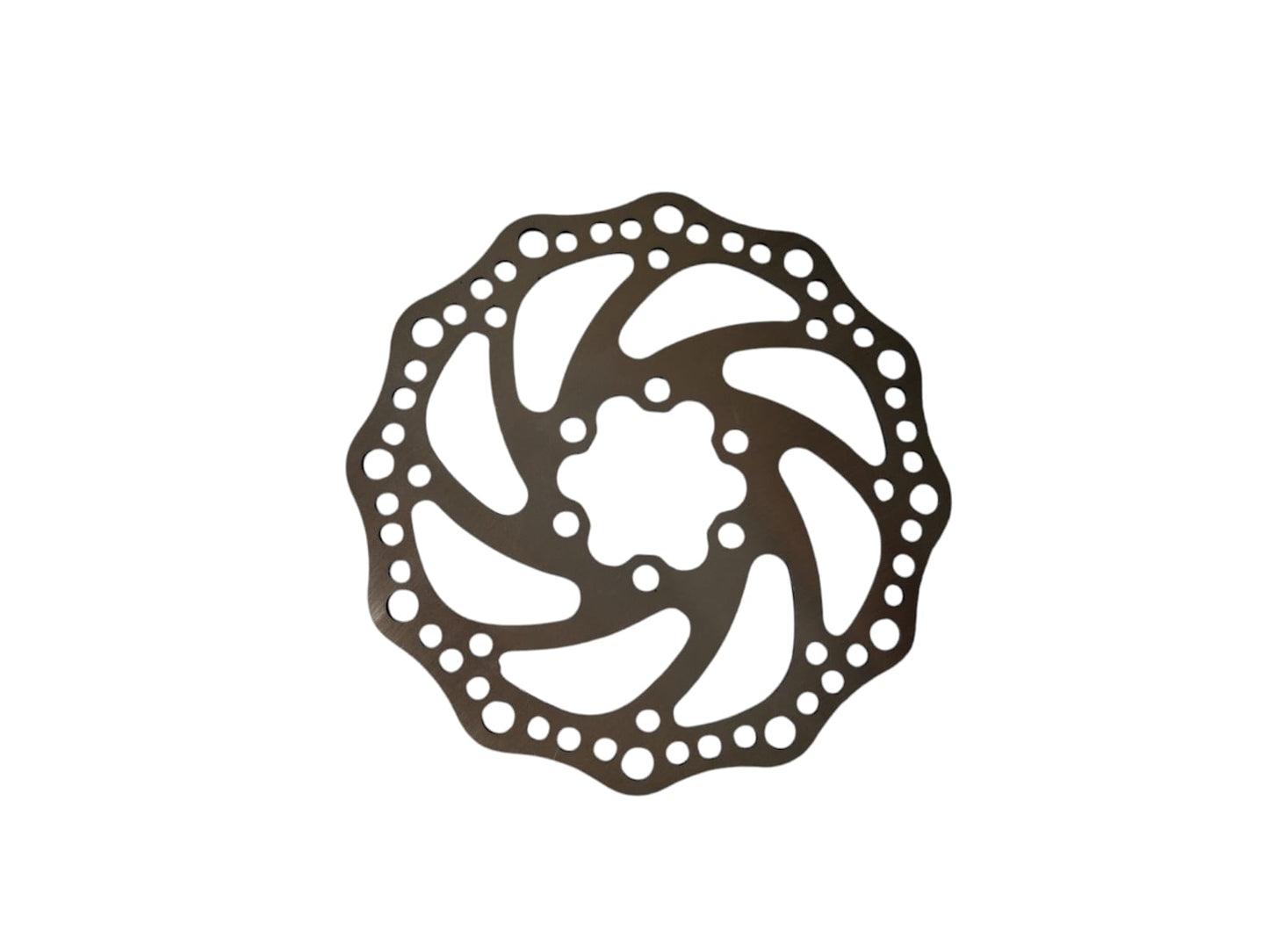 Disco de freno trasero de aluminio spider con diseño en forma de espiral y agujeros para mayor rendimiento.